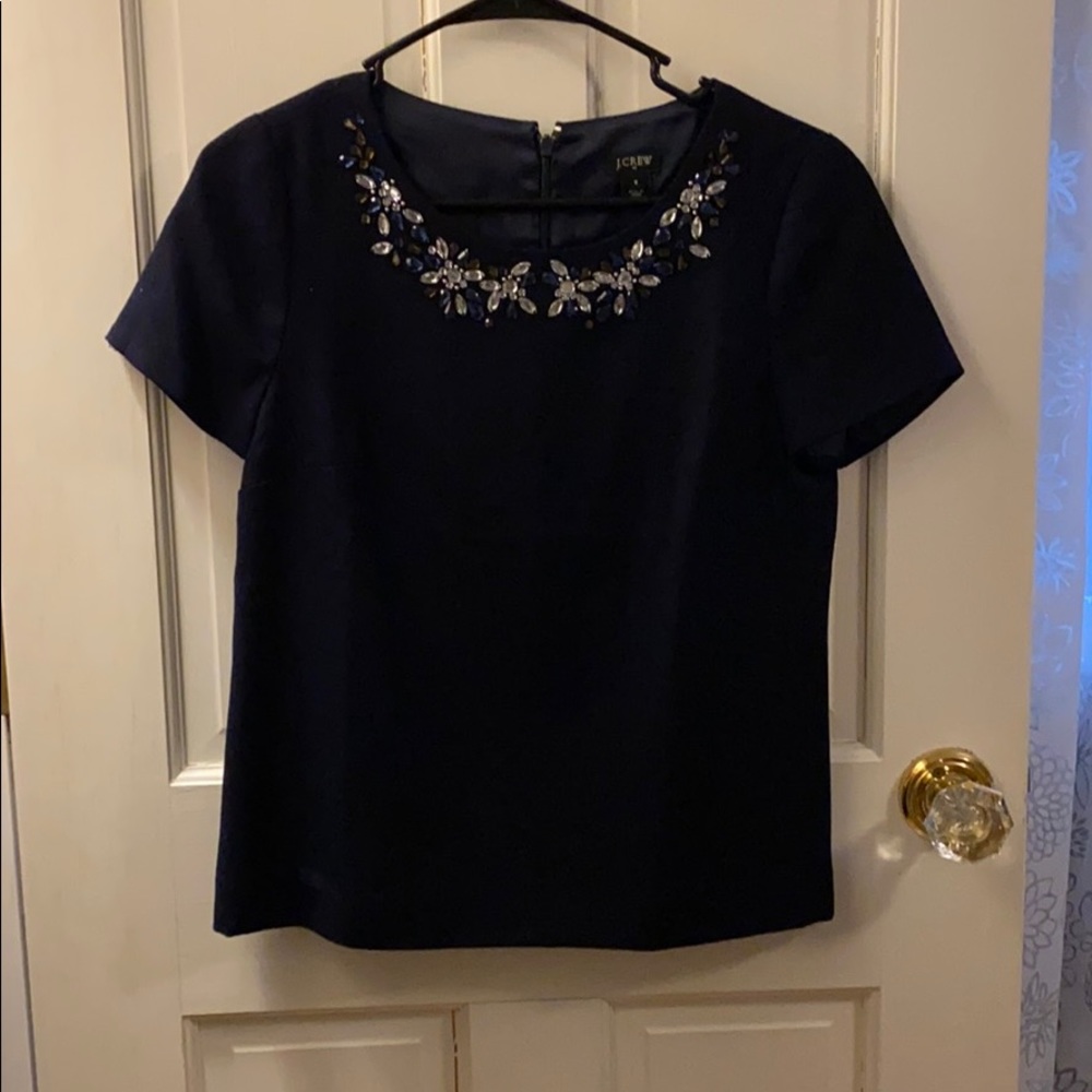 Crew neck jeweled shirt